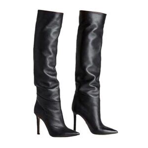 Tamara Mellon Icon Tall Black Leather Slouch Boots Size 36